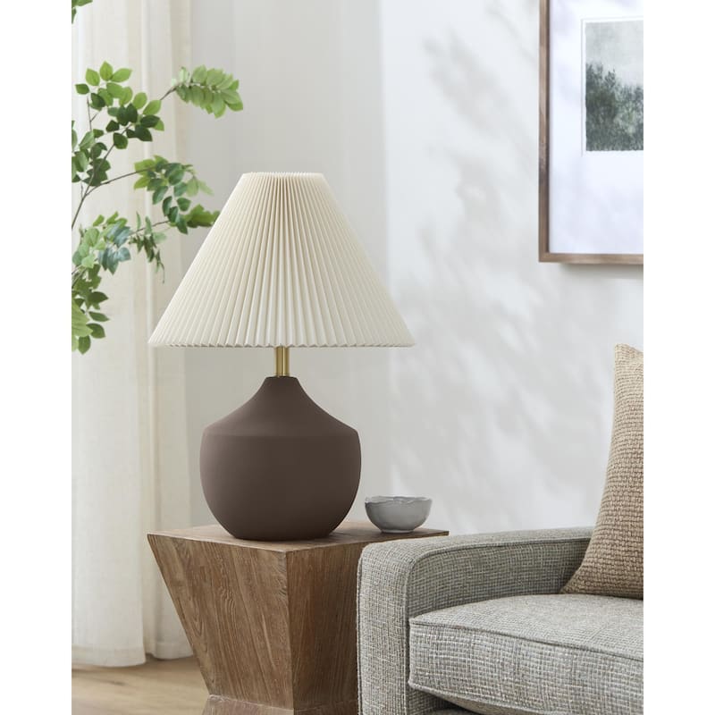 Livabliss Benson Rustic Accent Table Lamp - Brown/Ripple