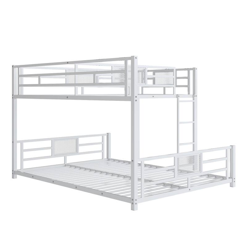 L-Shaped Twin Over Full Metal Bunk Bed in White