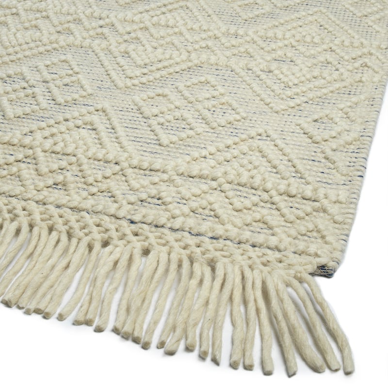 Mara Collection Ivory Square Indoor Throw Rug