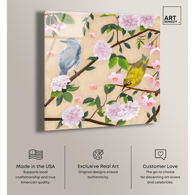Birds Cuddle Acrylic by Art Remedy, Ready to Hang