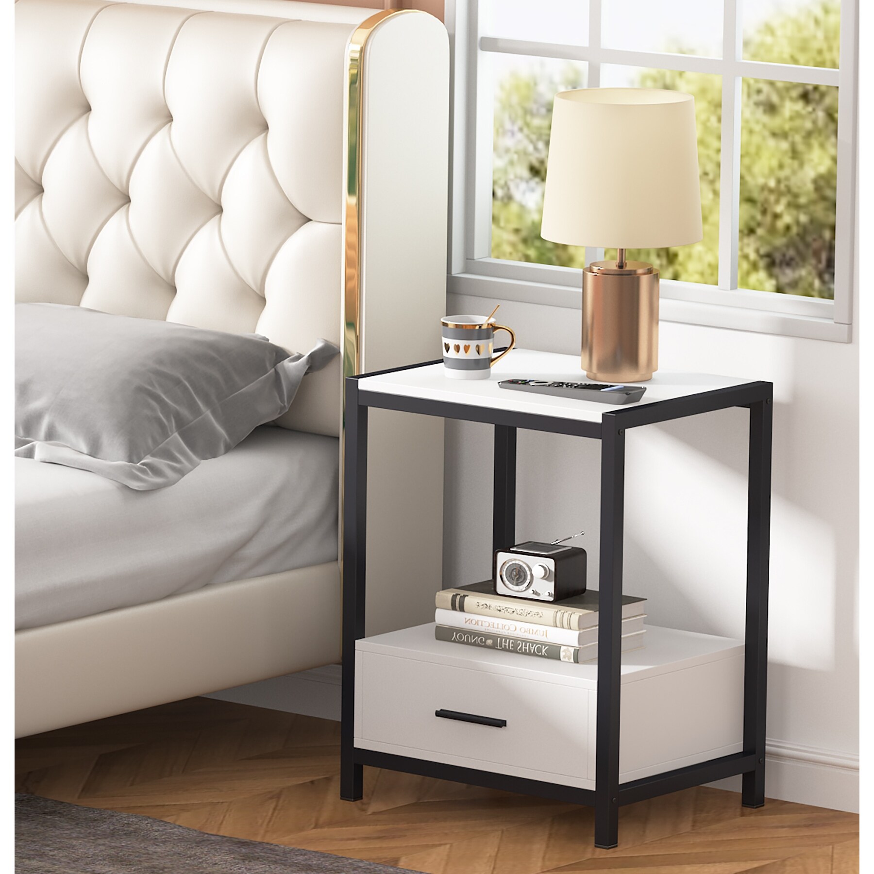 Tribesigns Modern Nightstands With Drawers And Open Shelf 25 Inch Tall End Table Overstock