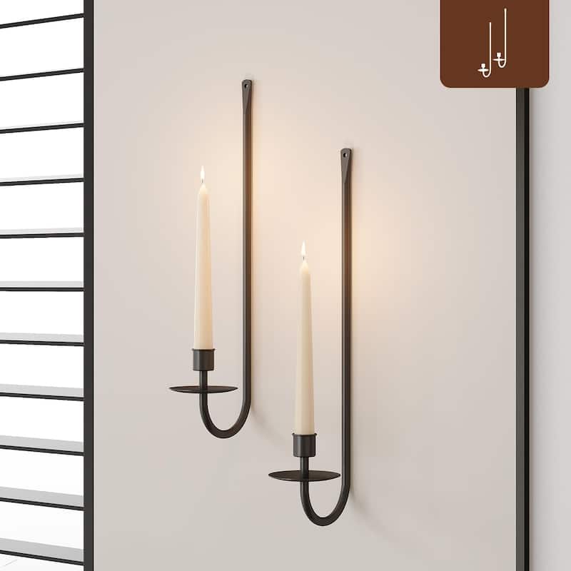 Set of 2 wall mount light black candle light iron hanging light