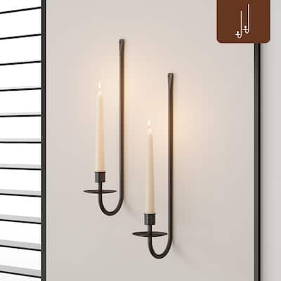 Set of 2 wall mount light black candle light iron hanging light