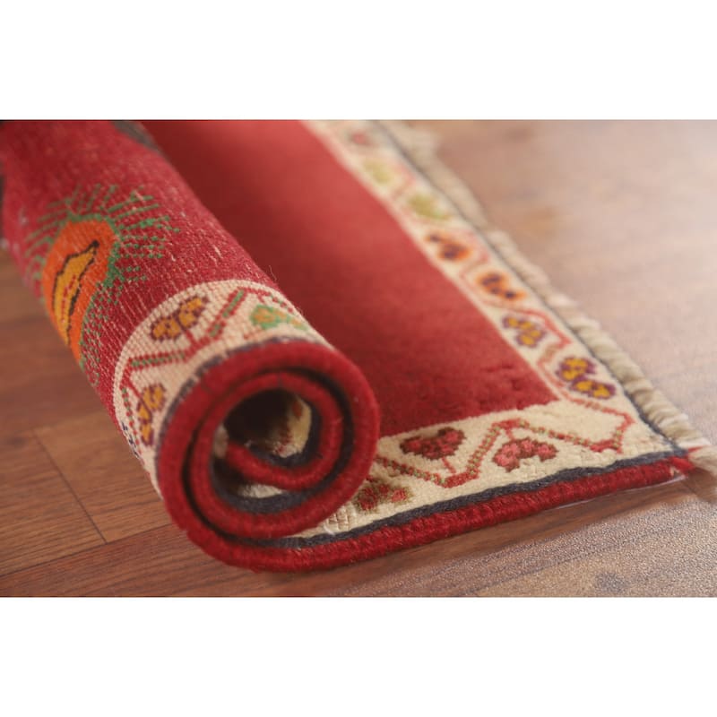 Tribal Red Shiraz Persian Vintage Square Rug Handmade Wool Carpet - 1'11" x 1'11"