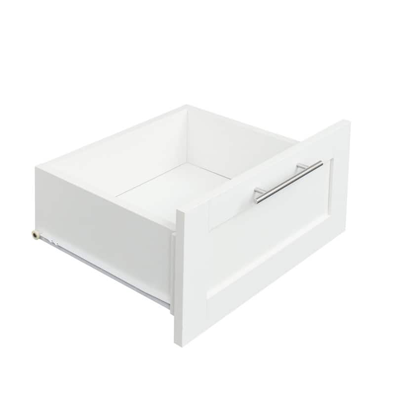 2 Door Armoire Wardrobe Closet, 2 Drawers Wooden White Closet Wardrobe Cabinet for Large Capacity
