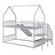 preview thumbnail 10 of 24, House-Design Twin over Twin Metal Bunk Bed with Slide and Staircase,Modern Style
