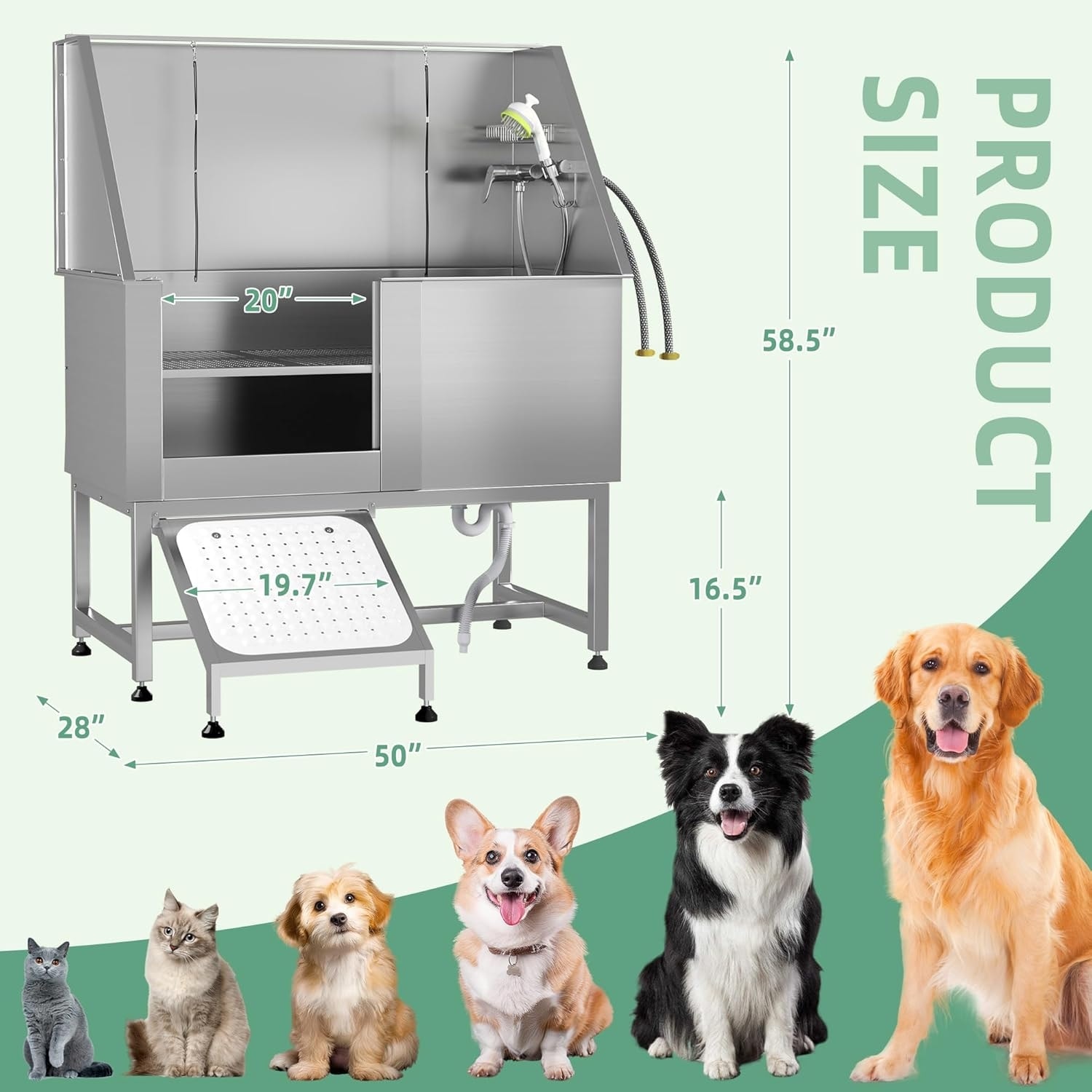 Professional Stainless Steel Dog Washing Station Pet Grooming Bath