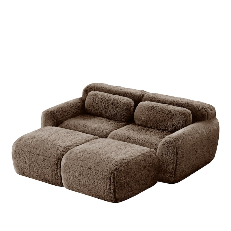 Roomfitters 80" Soft Plush Boneless Sofa with Chaise, No Assembly 32D Sponge Couch