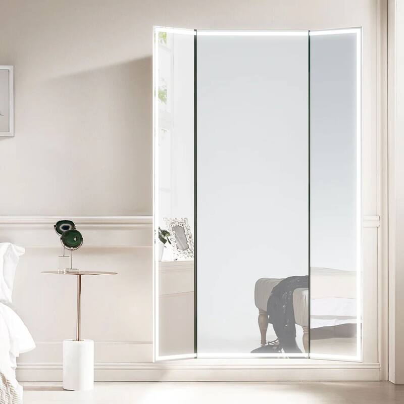 Modern Mirrors Celestia Lighted Full-Length Trifold Vanity Mirror, IP44 - 76*60 - 76*60
