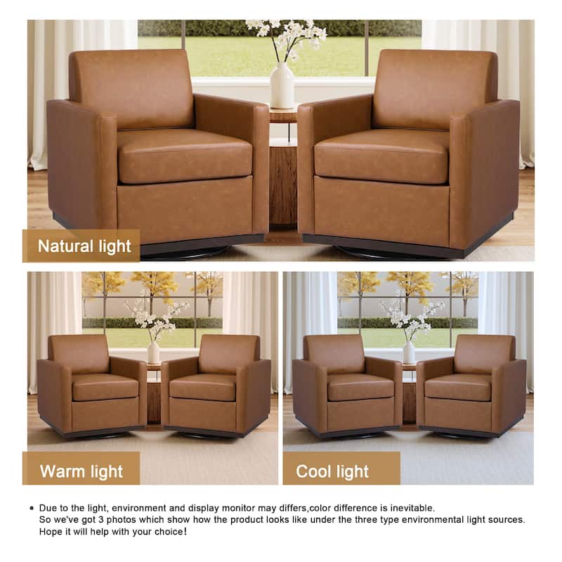 Set of 2 Modern Swivel Accent Armchairs Upholstered Arm Chairs