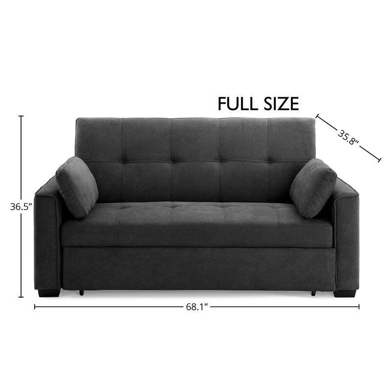 Nantucket Pull-Out Chenille Sleeper Sofa with Accent Pillows