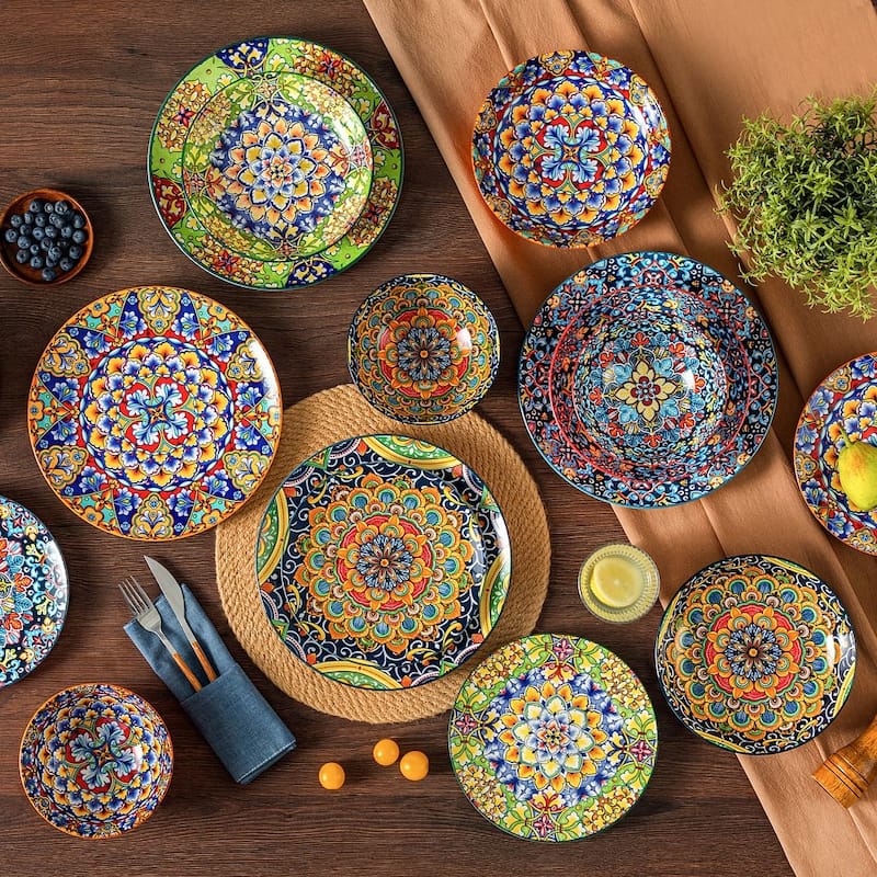 vancasso SIMI 16-piece Bohemian Porcelain Pattern Dinnerware Set
