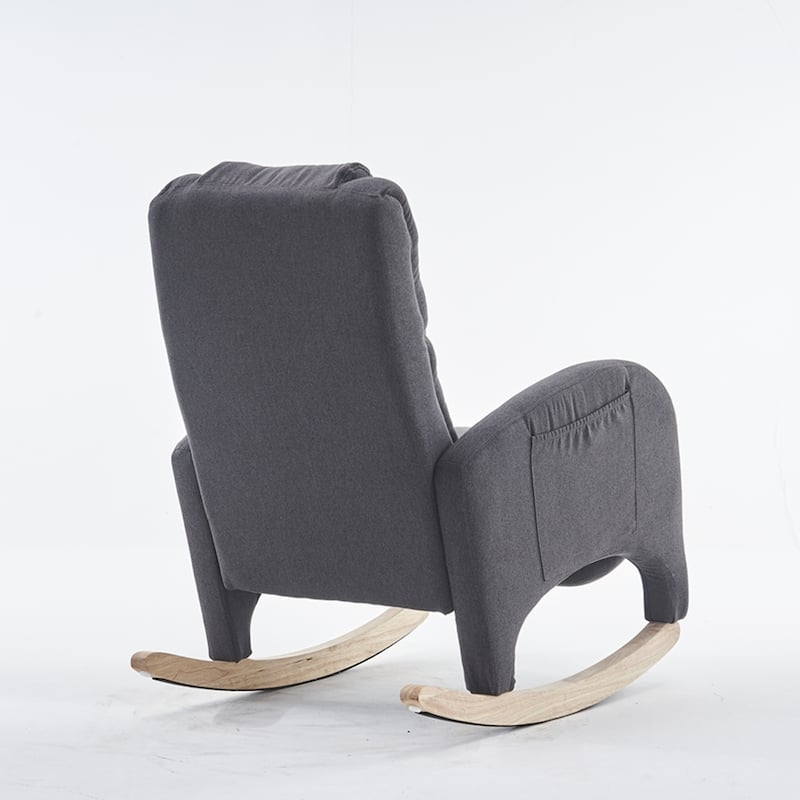 Linen Rocking Chair With Adjustable Footrest
