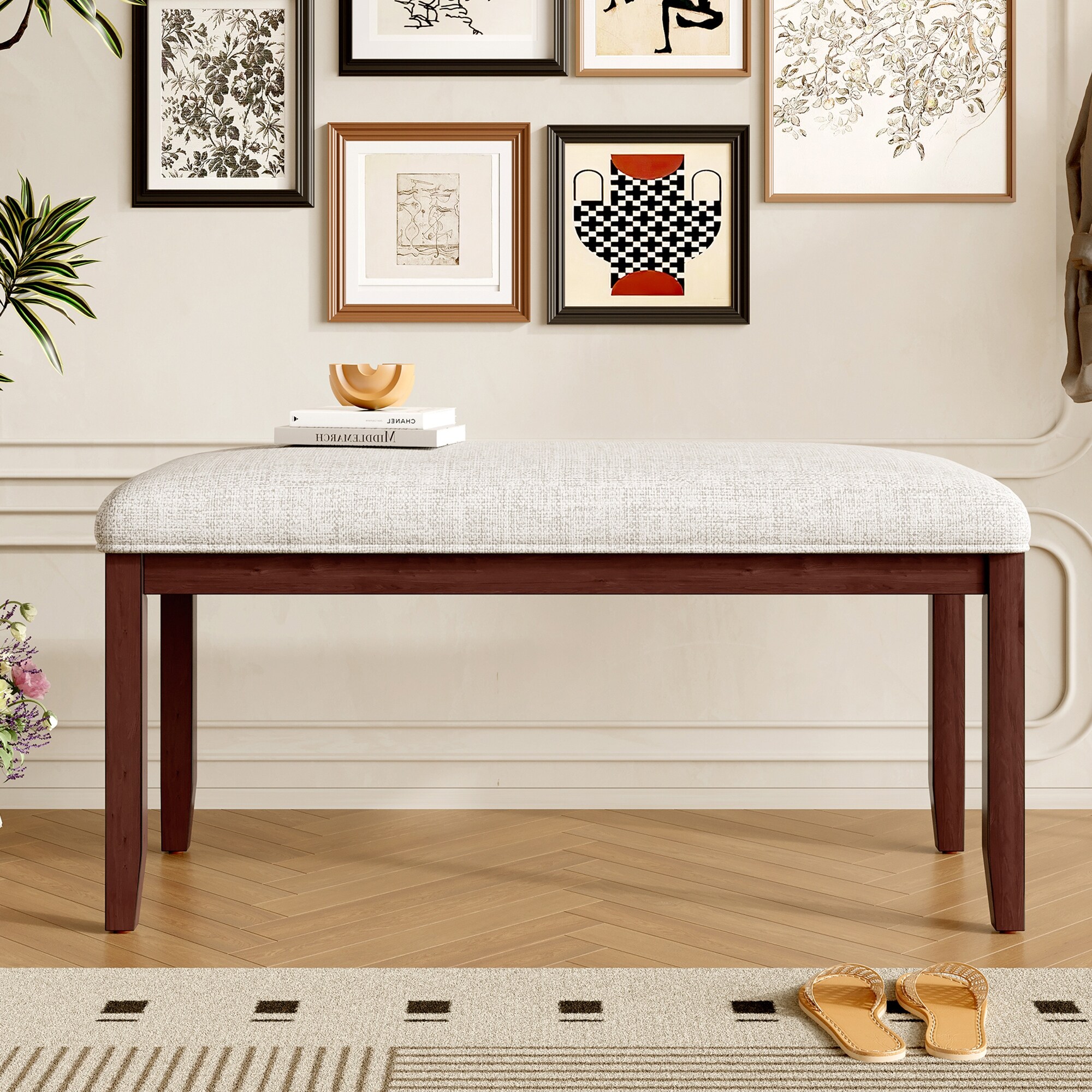 Upholstered Bench,38-inch Entryway Bench for Living Room,Dining