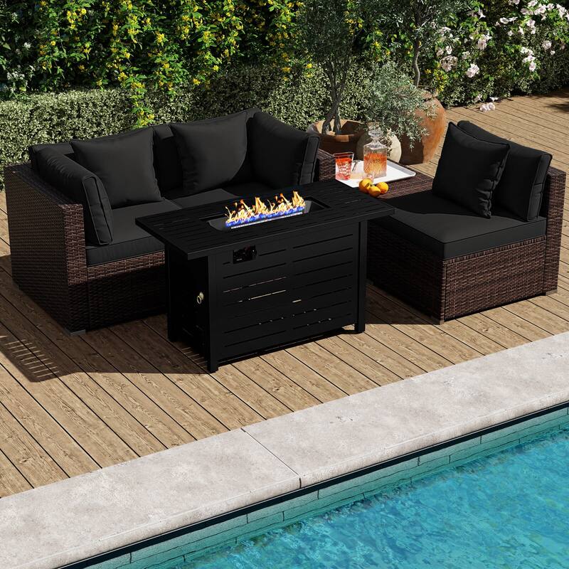 Costway 5 PCS Patio Furniture Set Heavy-duty Frame Rattan Sofa Set - See Details