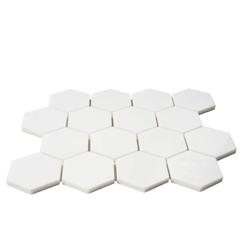 Thassos Marble 3" x 3" Honeycomb Polished Mosaic Tile