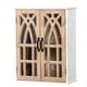 preview thumbnail 6 of 14, Farmhouse White and Natural Wood Cathedral Storage Wall Cabinet - 23.6" H x 18.9" W x 8.27" D