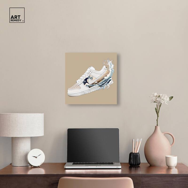 Great Wave Sneaker Splash Canvas by Art Remedy, Gallery Wrapped