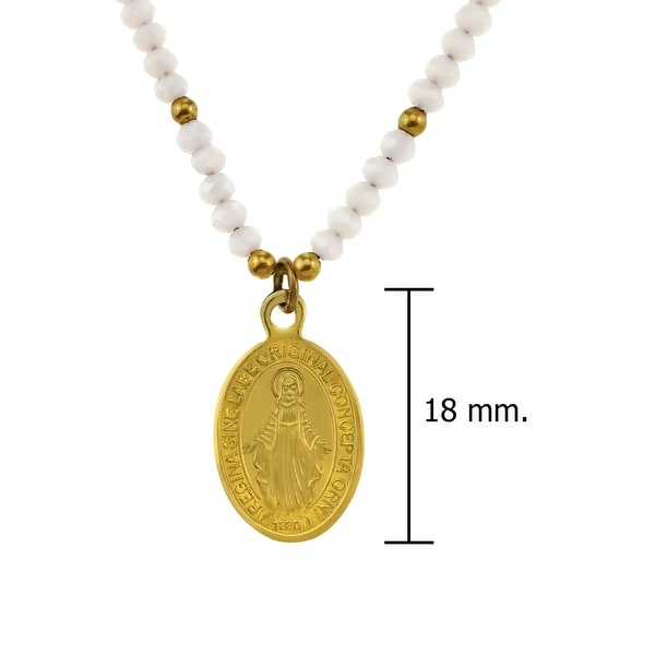 Handmade Blessed Regina Sine Miraculous Medal Crystals and Brass Beads Necklace (Thailand)
