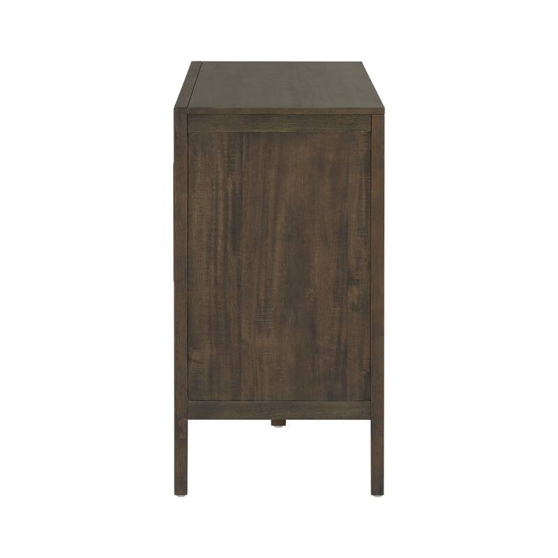 47.25"Sideboard with Pine Veneer and 2 Doors, Retro Buffet with Adjustable Feet, Wooden Storage Cabinet with Metal Handles