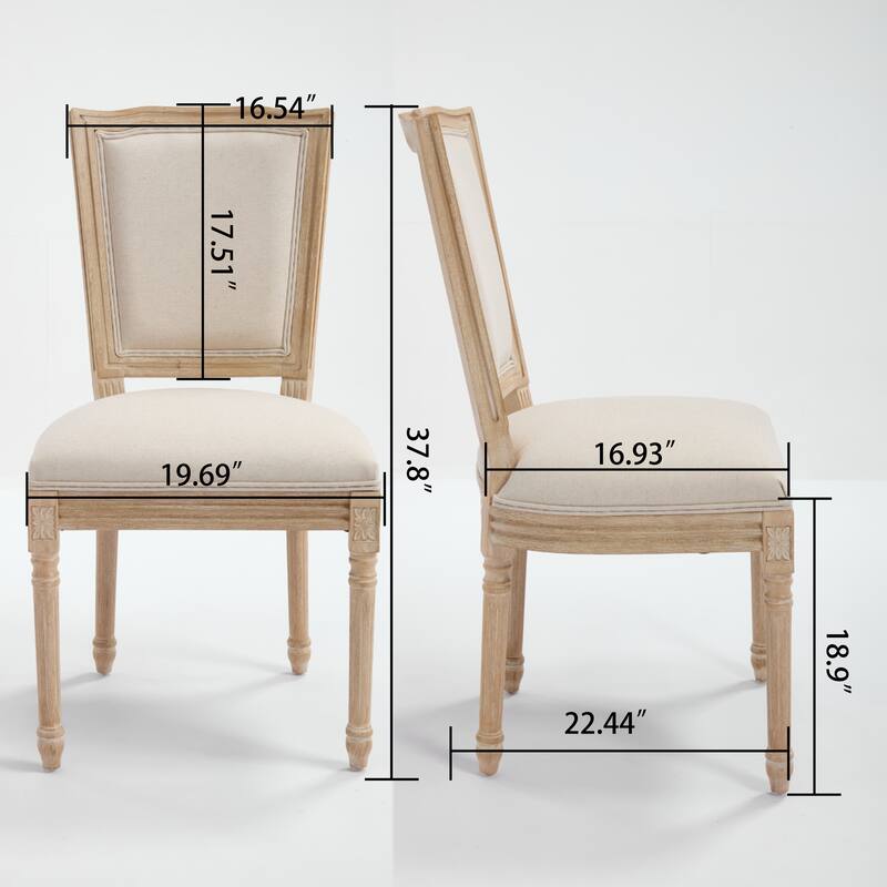 Dining Chairs Set of 2, Upholstered Chairs with T-shaped Back, Wire Drawing and Carving Techniques,Disassemblable