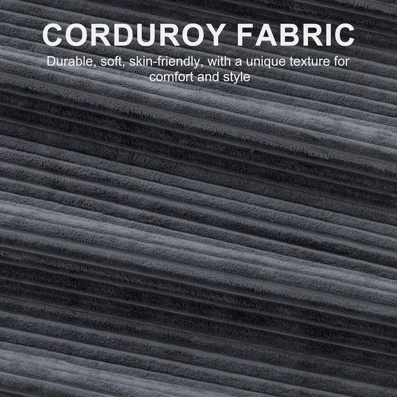 Futzca 3-in-1 Convertible Corduroy Sofa Bed with Storage, L-Shaped Sectional Couch