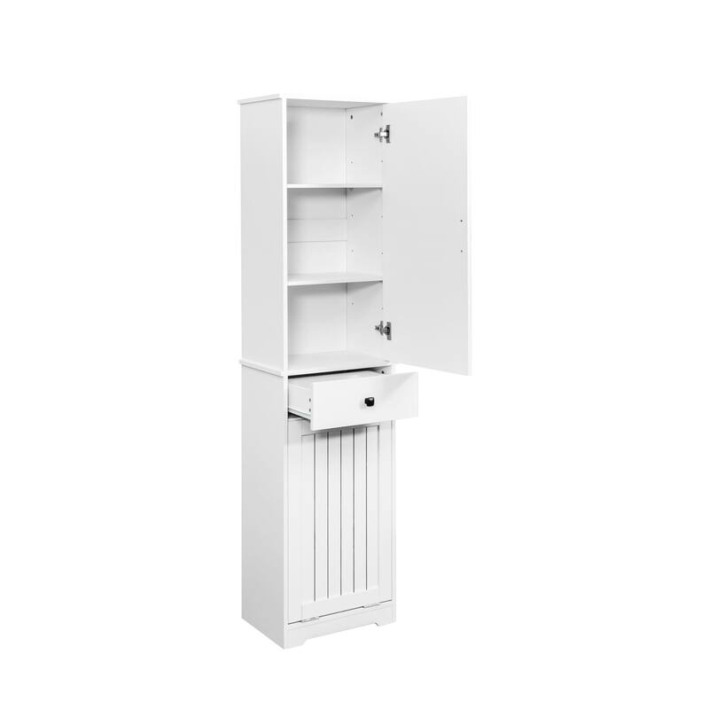 Laundry Cabinet With Doors And 1 Drawer,Tilt-Out Laundr Hamper,Adjustable Shelf, Linen Cabinet