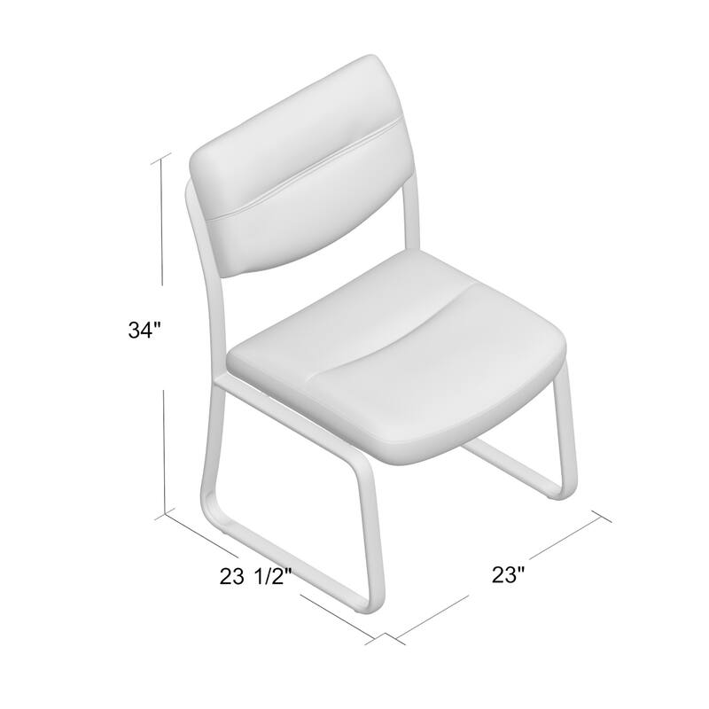 Eve Side Chair with Sled Base, Steel Frame, Black Faux Leather