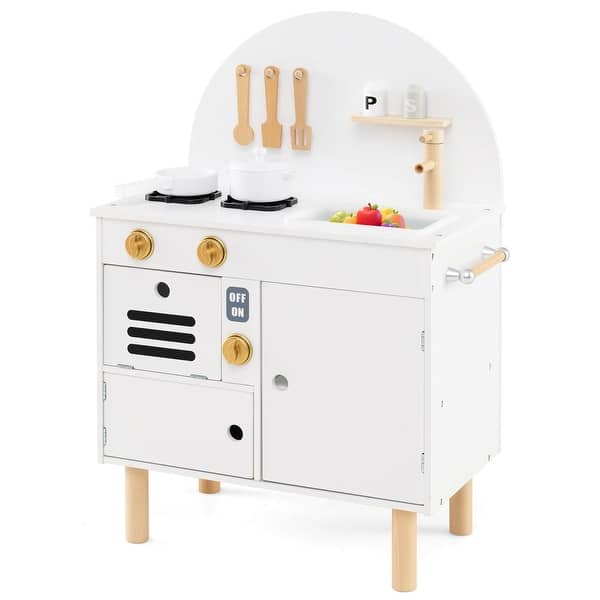 slide 2 of 30, Costway Play Kitchen for Kids with Stoves Faucet Sink Microwave Oven - See Details White