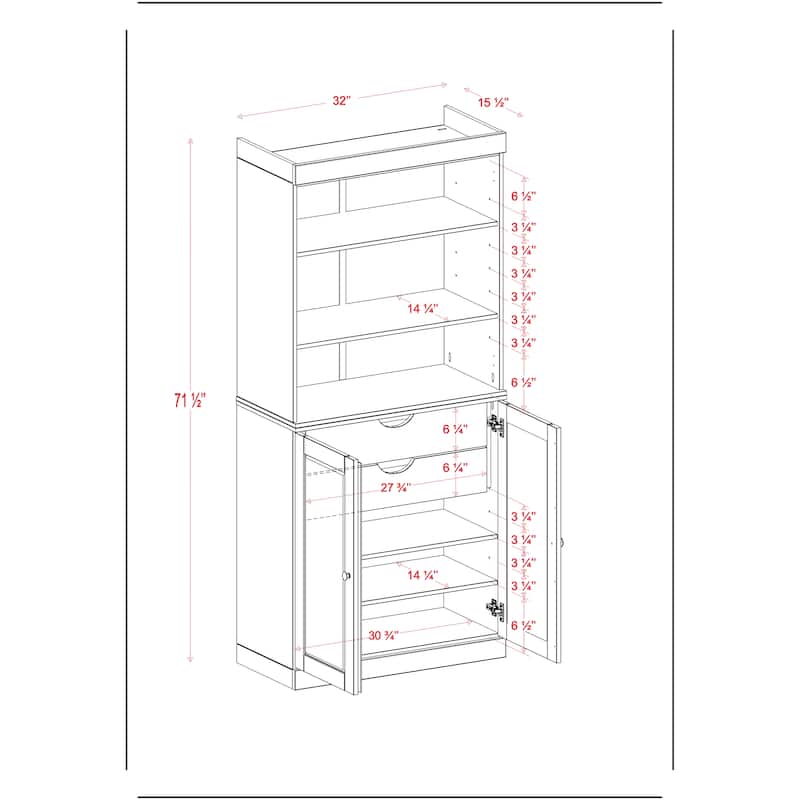 100% Solid Wood 32" Bathroom Cabinet with Optional Doors, 2-Drawers by Palace Imports