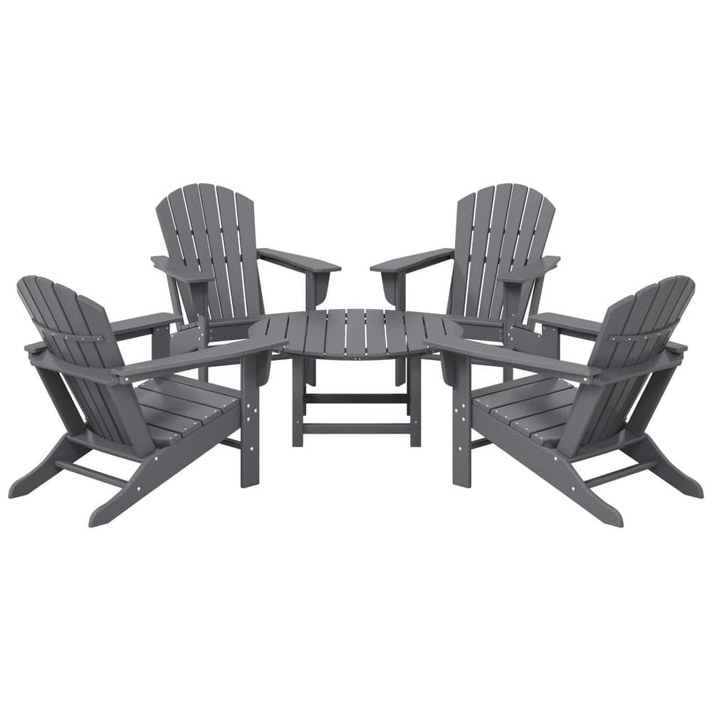 Altura Outdoor 5-Piece Adirondack Chair & Round Coffee Table Conversation Set