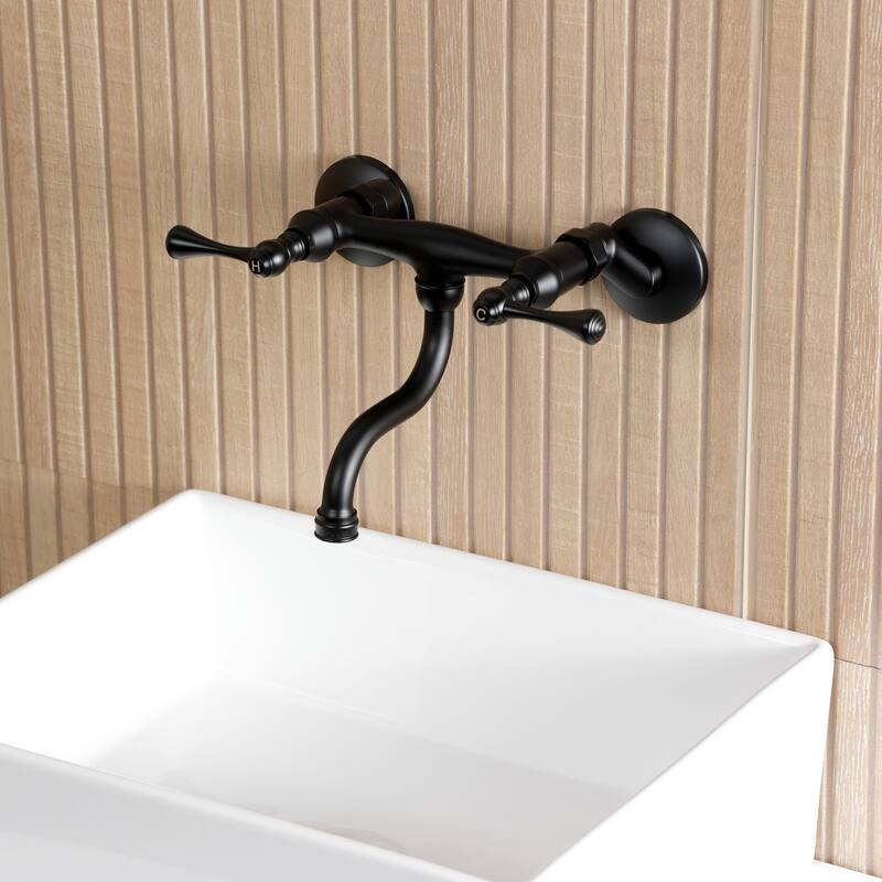 Kingston Brass Kingston Two-Handle 2-Hole Wall Mount Bathroom Faucet