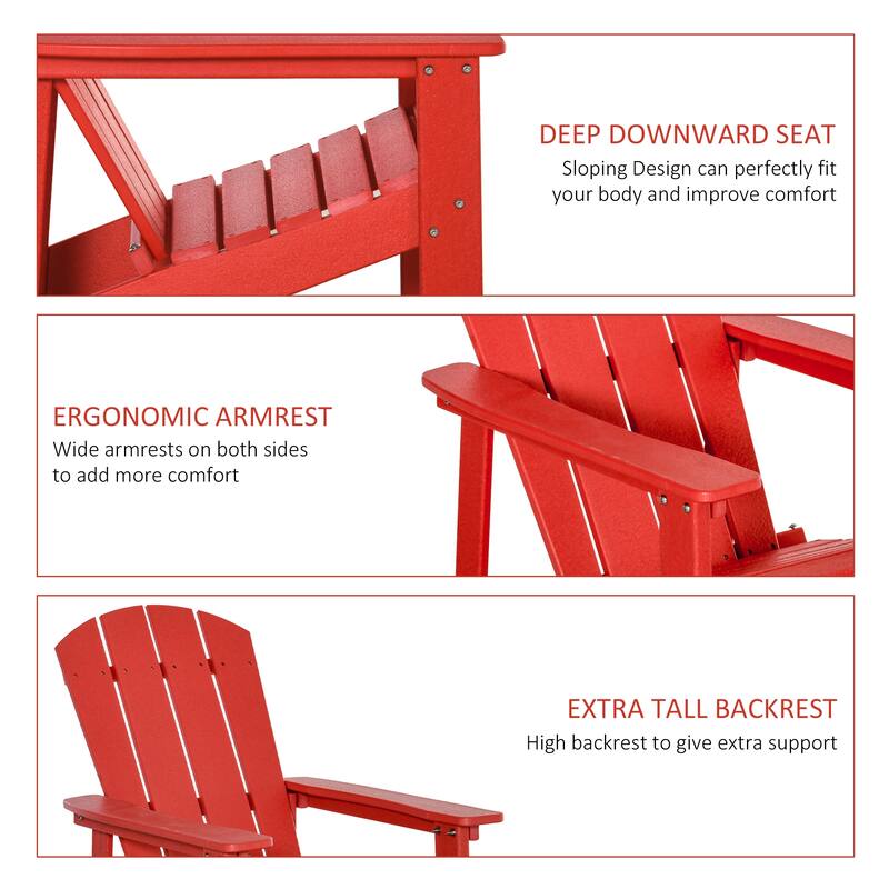 Outsunny Plastic Adirondack Chair, HDPE Fire Pit Chair with High Back for Backyard, Garden