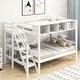 preview thumbnail 1 of 7, MDF Twin over Full Bunk Bed with Staircase and Built-in Storage Cabinets,Storage Staircase White