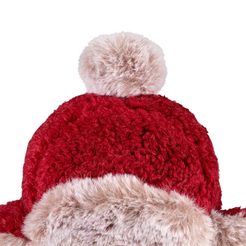 Plush Gnome Christmas Figure in Winter Trapper Hat - 7.75" - Maroon and Brown