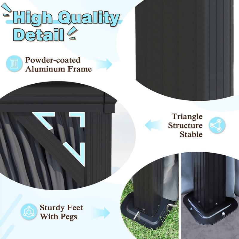 VEIKOUS Aluminum Double Hardtop Gazebo Pergola for Patio, Lawn, and Garden with Removable Curtains and Netting