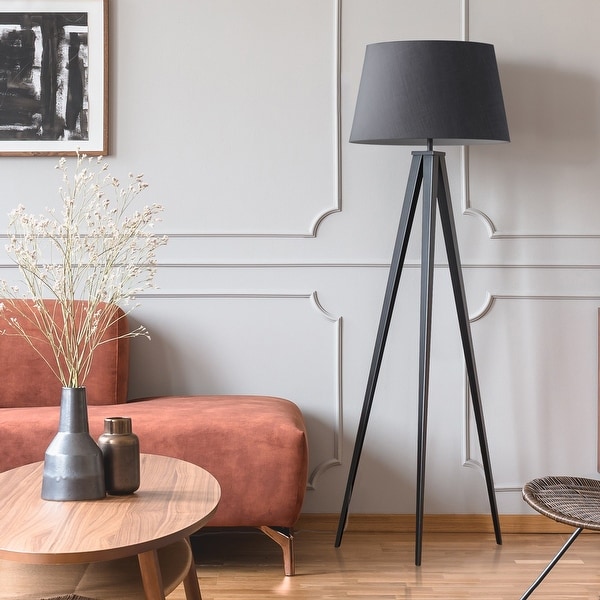 Tripod floor lamp grey shade store