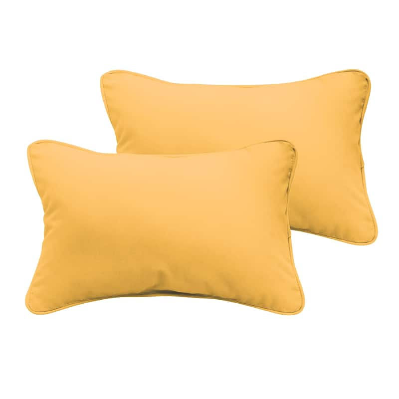 Sunbrella Sunflower Yellow Corded Indoor/ Outdoor Pillows (Set of 2) - 12 in x 24 in