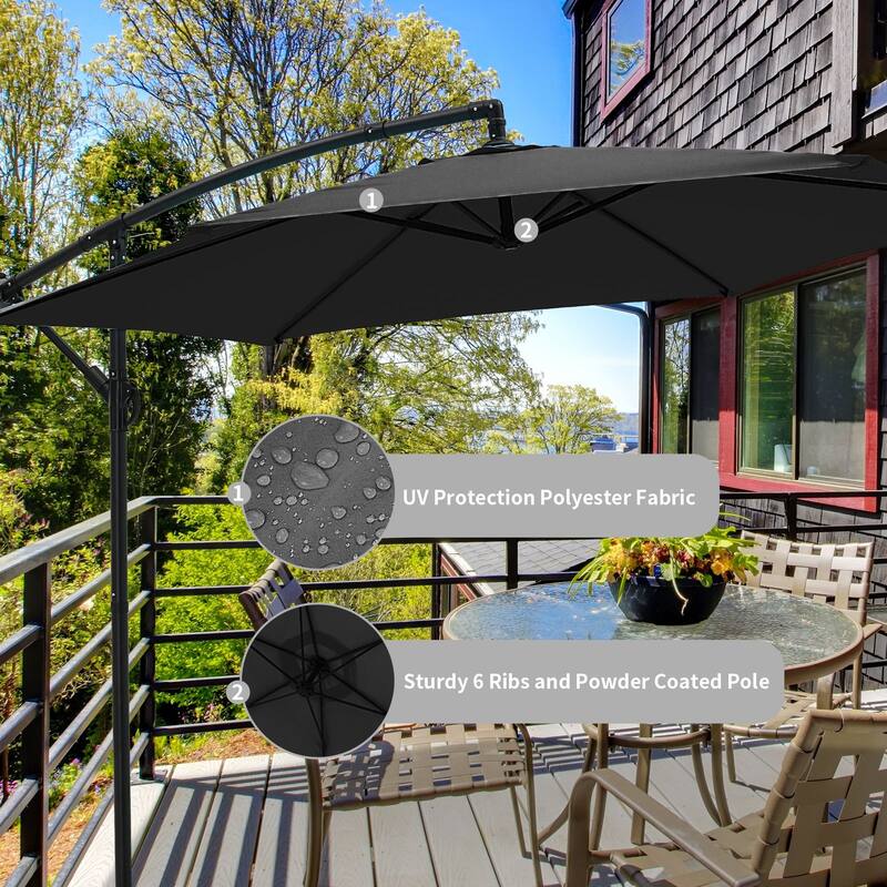 Autlaycil 10ft Offset Hanging Market Patio Umbrella with Base