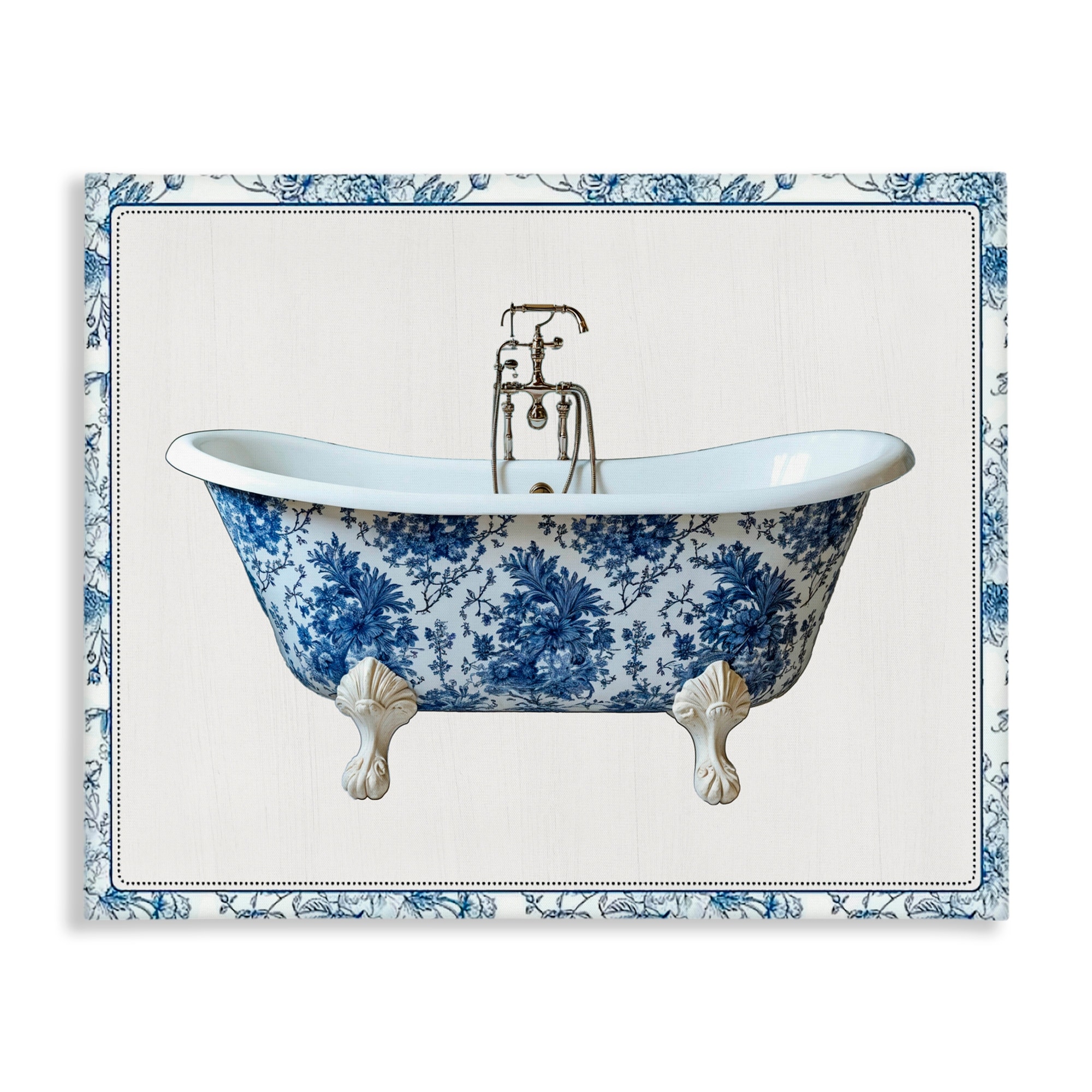 Stupell Vintage Chinoiserie Bathtub Canvas Wall Art Design By Lettered and Lined