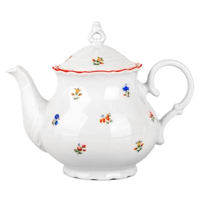 Blossom White Porcelain Tea Pot - 40.58 fl oz