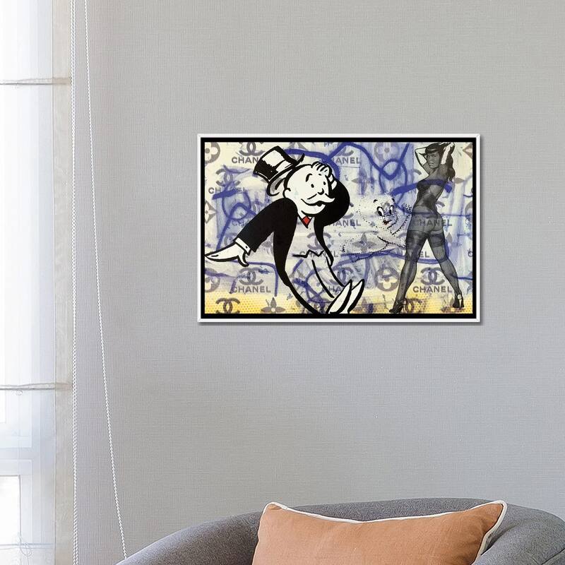 iCanvas "Bettie Page Disaster with Monopoly Man and Casper The Friendly Ghost" by Taylor Smith Framed Canvas Print