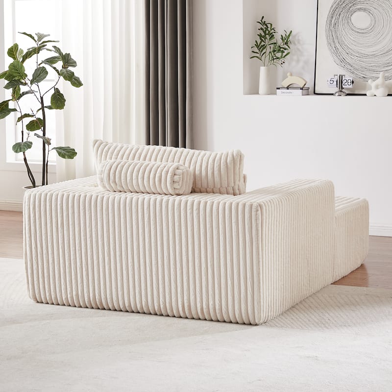 Modern 75" Corduroy Lounge Chair, Soft and Comfortable Sleeper Sofa with Pillow Support for Indoor Spaces