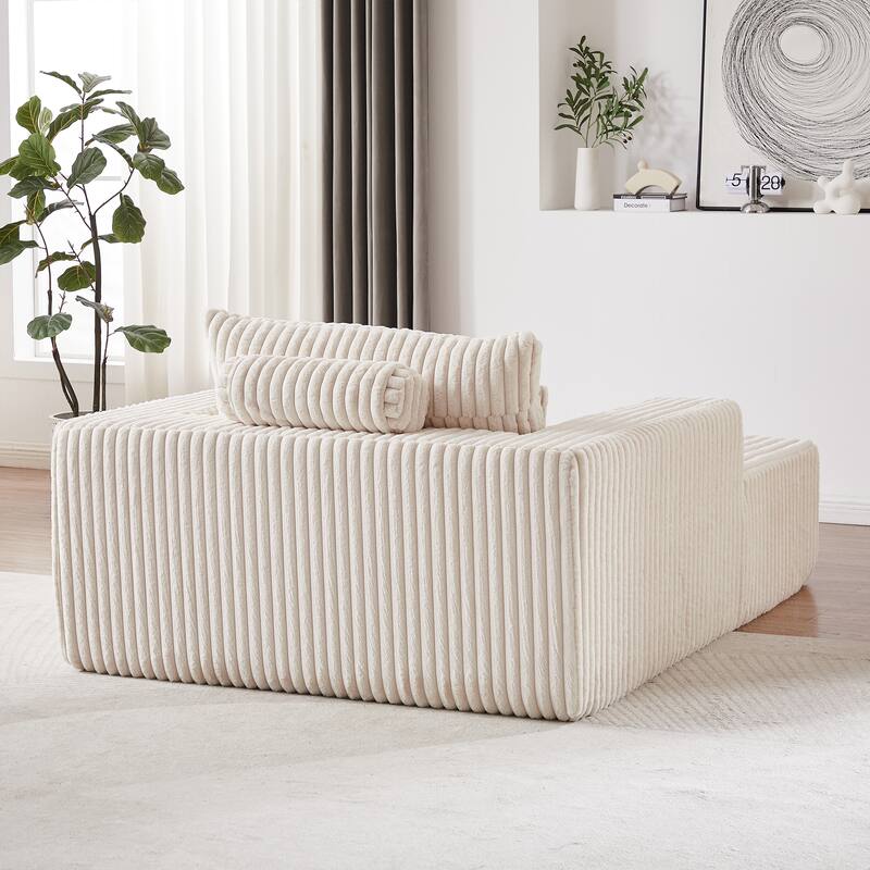 Plush Corduroy Fabric Modular Cloud Sofa with Backrest Pillow for Livingroom 75-Inch Fluffy Sleeper Sofa Bed
