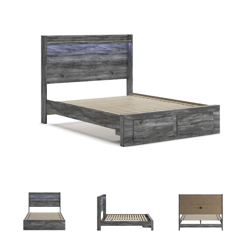 Baystorm Weathered Gray Panel Bed with Footboard Storage Drawers