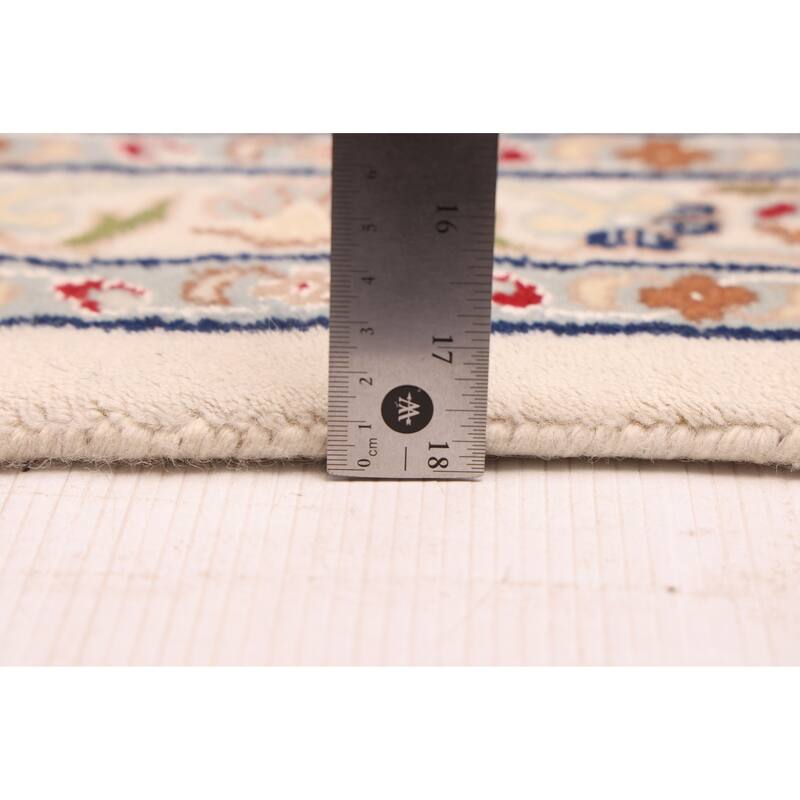 ECARPETGALLERY Hand-knotted Nain Cream Viscose, Wool Rug - 9'9 x 9'10