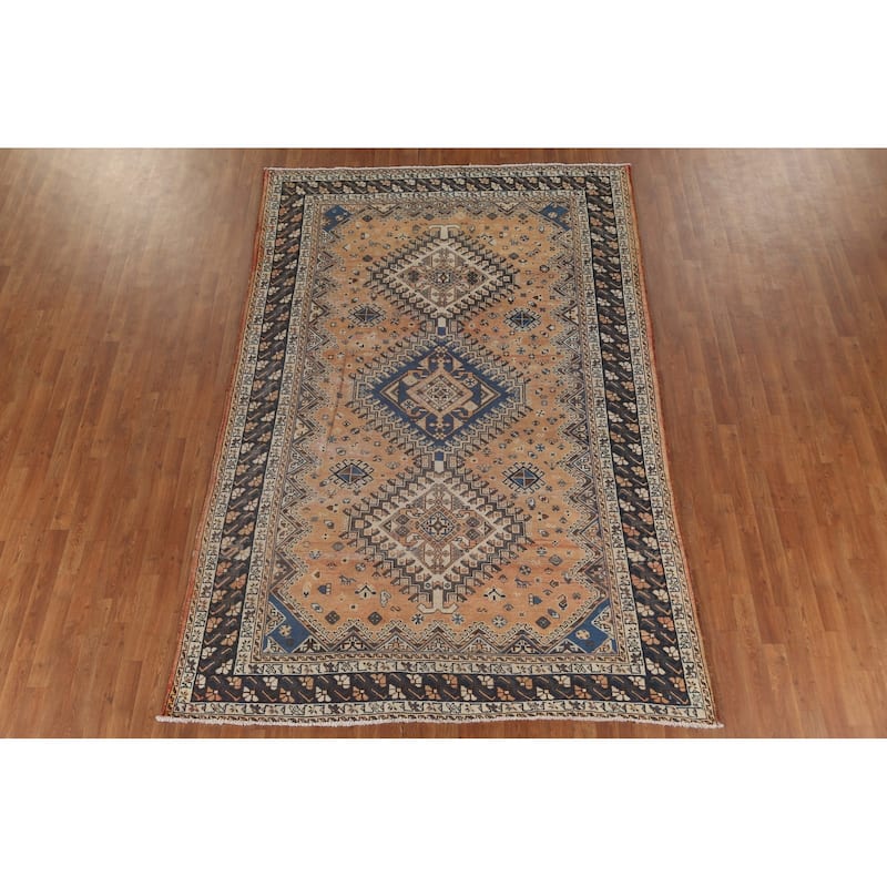 Tribal Bakhtiari Persian Vintage Area Rug Handmade Wool Carpet - 6'7"x 9'10"