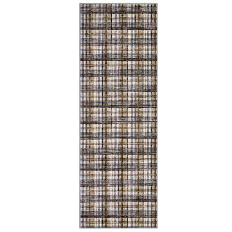 Garvee Timeless Check Washable Area Rug