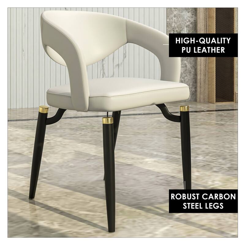Entice Dining Chairs Upholstered Leather with Iron Legs Modern Accent Arm Chairs