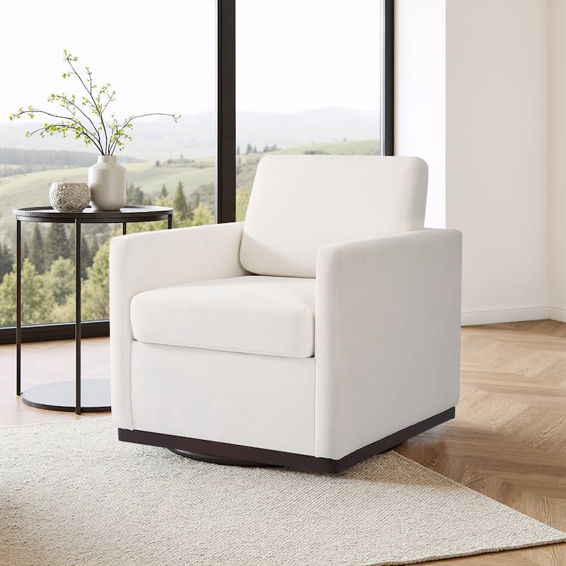 Chenille Leather Modern Swivel Accent Chair